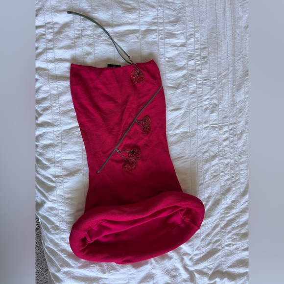 Leslie Amon Tube Mini Dress in Burgundy. - Picture 12 of 16